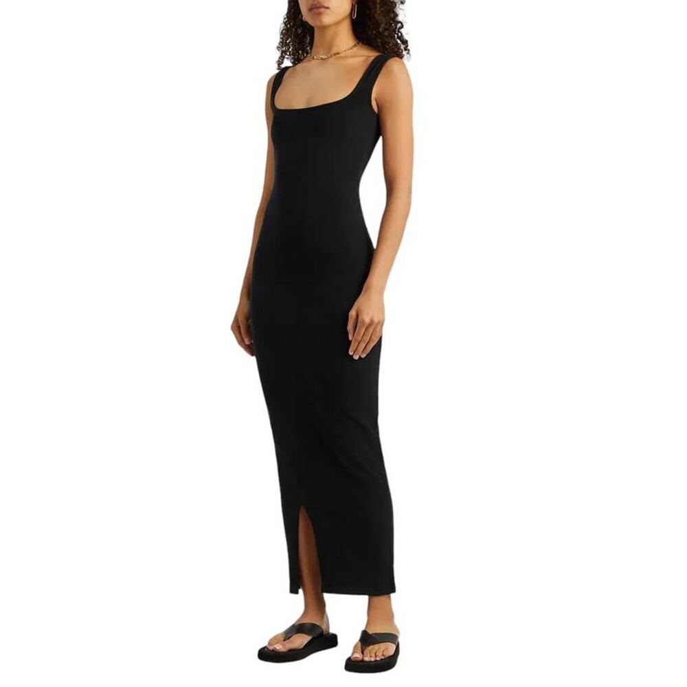 Flore Flore Black Large Sleeveless Black Maxi Dress with Front Slit